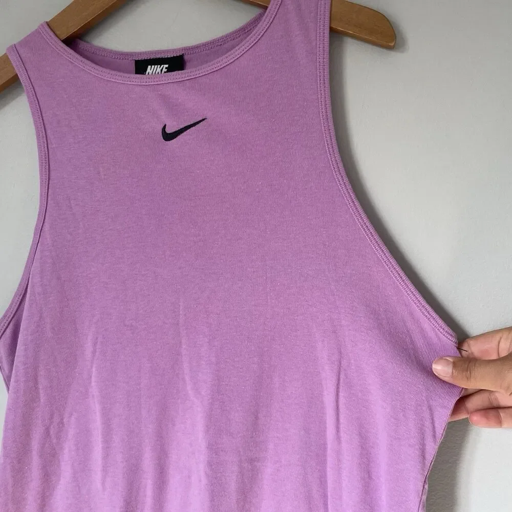 Nike Athletic Tank Top High Neck Pink Black Cotton Blend Women's Size Medium